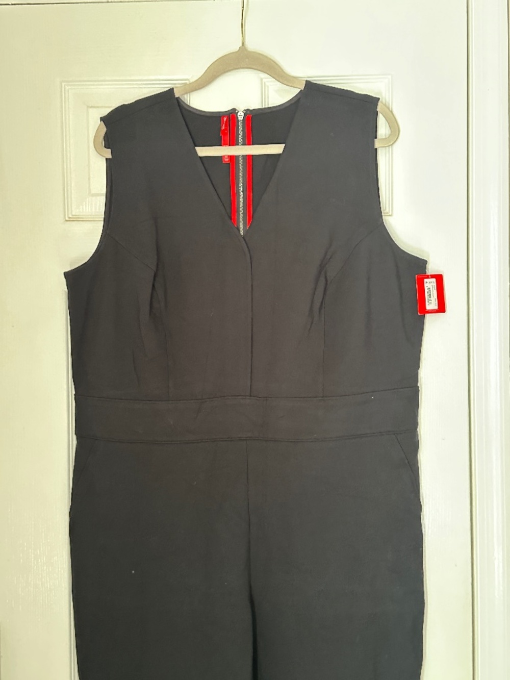 Brand New SPANX The Perfect Sleeveless Jumpsuit Bootcut Plus 1X Tall Zip Black - Picture 4 of 11